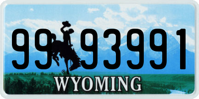 WY license plate 9993991