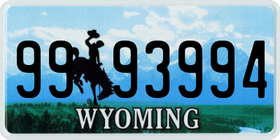 WY license plate 9993994