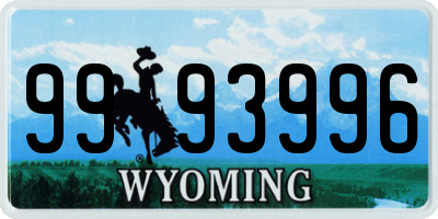 WY license plate 9993996