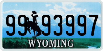 WY license plate 9993997