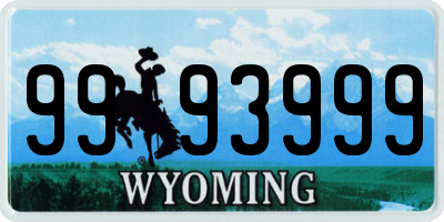 WY license plate 9993999