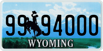 WY license plate 9994000