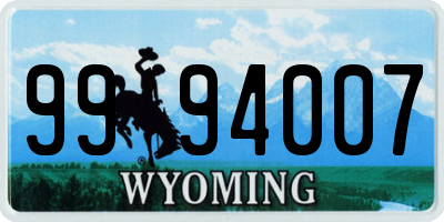 WY license plate 9994007