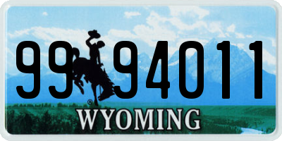 WY license plate 9994011