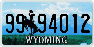 WY license plate 9994012