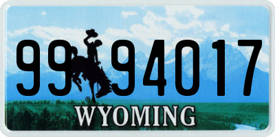 WY license plate 9994017