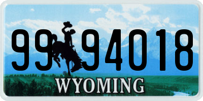 WY license plate 9994018