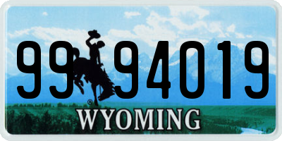 WY license plate 9994019