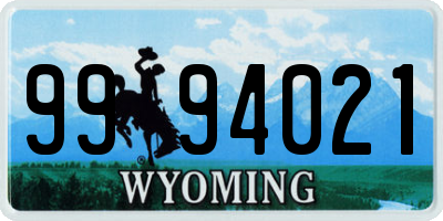 WY license plate 9994021