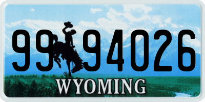 WY license plate 9994026