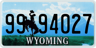 WY license plate 9994027