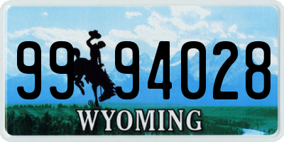 WY license plate 9994028