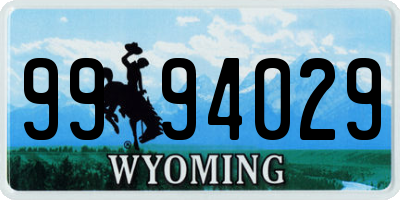 WY license plate 9994029