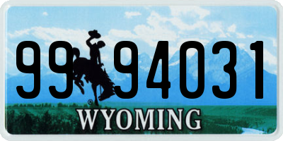 WY license plate 9994031