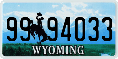 WY license plate 9994033