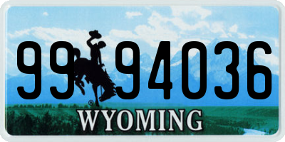 WY license plate 9994036