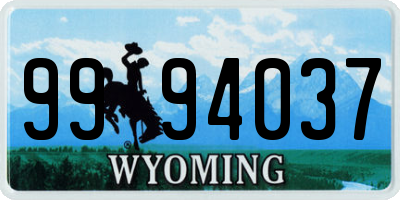 WY license plate 9994037