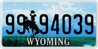 WY license plate 9994039