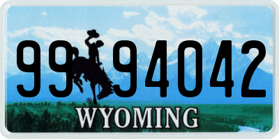 WY license plate 9994042