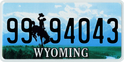 WY license plate 9994043