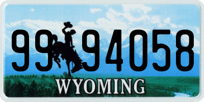 WY license plate 9994058