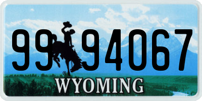 WY license plate 9994067