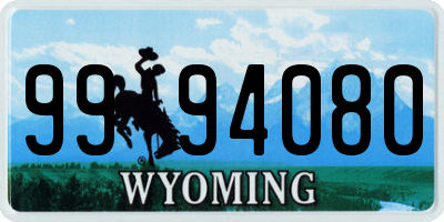 WY license plate 9994080