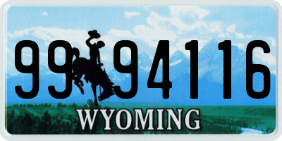 WY license plate 9994116