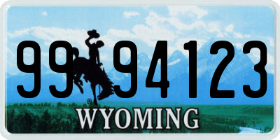 WY license plate 9994123