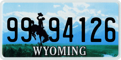 WY license plate 9994126