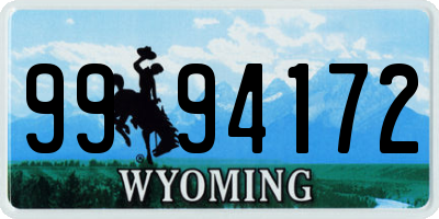 WY license plate 9994172