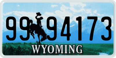 WY license plate 9994173