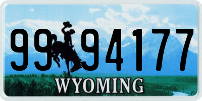 WY license plate 9994177