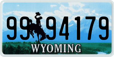 WY license plate 9994179