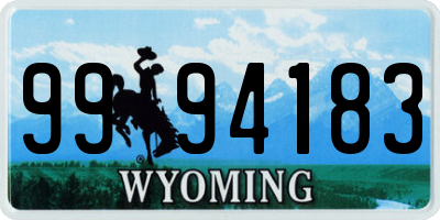 WY license plate 9994183