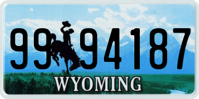 WY license plate 9994187