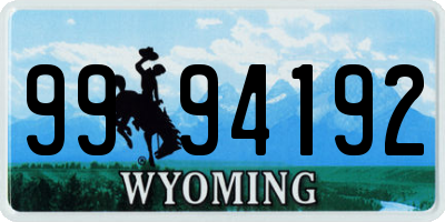 WY license plate 9994192