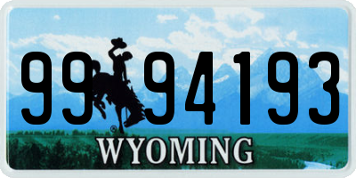 WY license plate 9994193