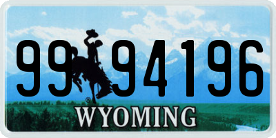 WY license plate 9994196