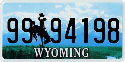 WY license plate 9994198