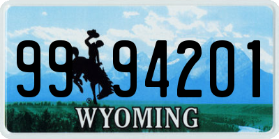WY license plate 9994201