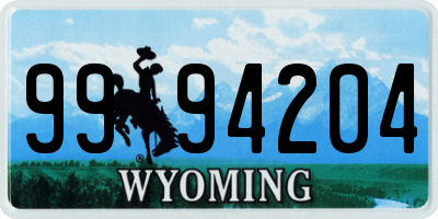 WY license plate 9994204