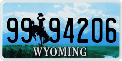 WY license plate 9994206