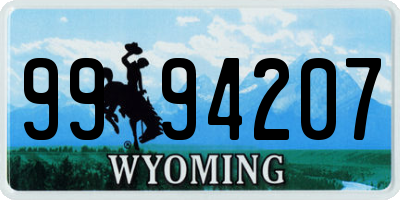 WY license plate 9994207