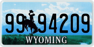 WY license plate 9994209