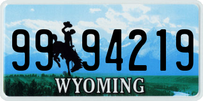 WY license plate 9994219