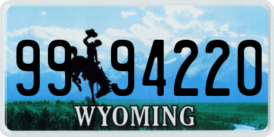 WY license plate 9994220