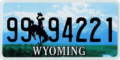 WY license plate 9994221