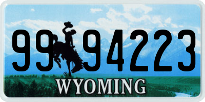 WY license plate 9994223