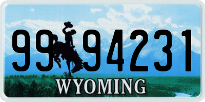 WY license plate 9994231